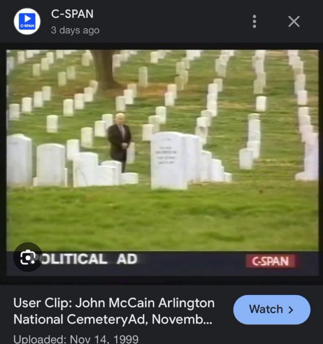 John McCain political ad exploiting Arlington.