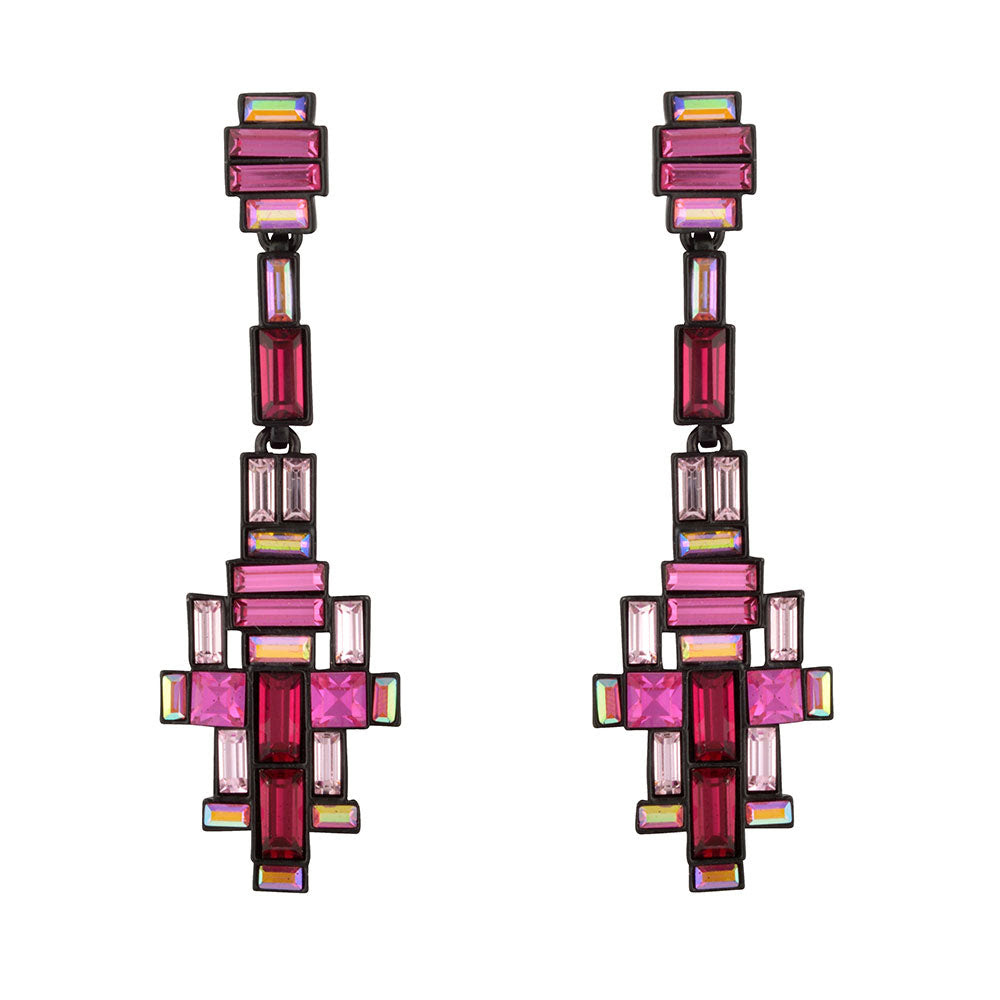 Image of Crystal Baguette Art Deco Drop Earrings