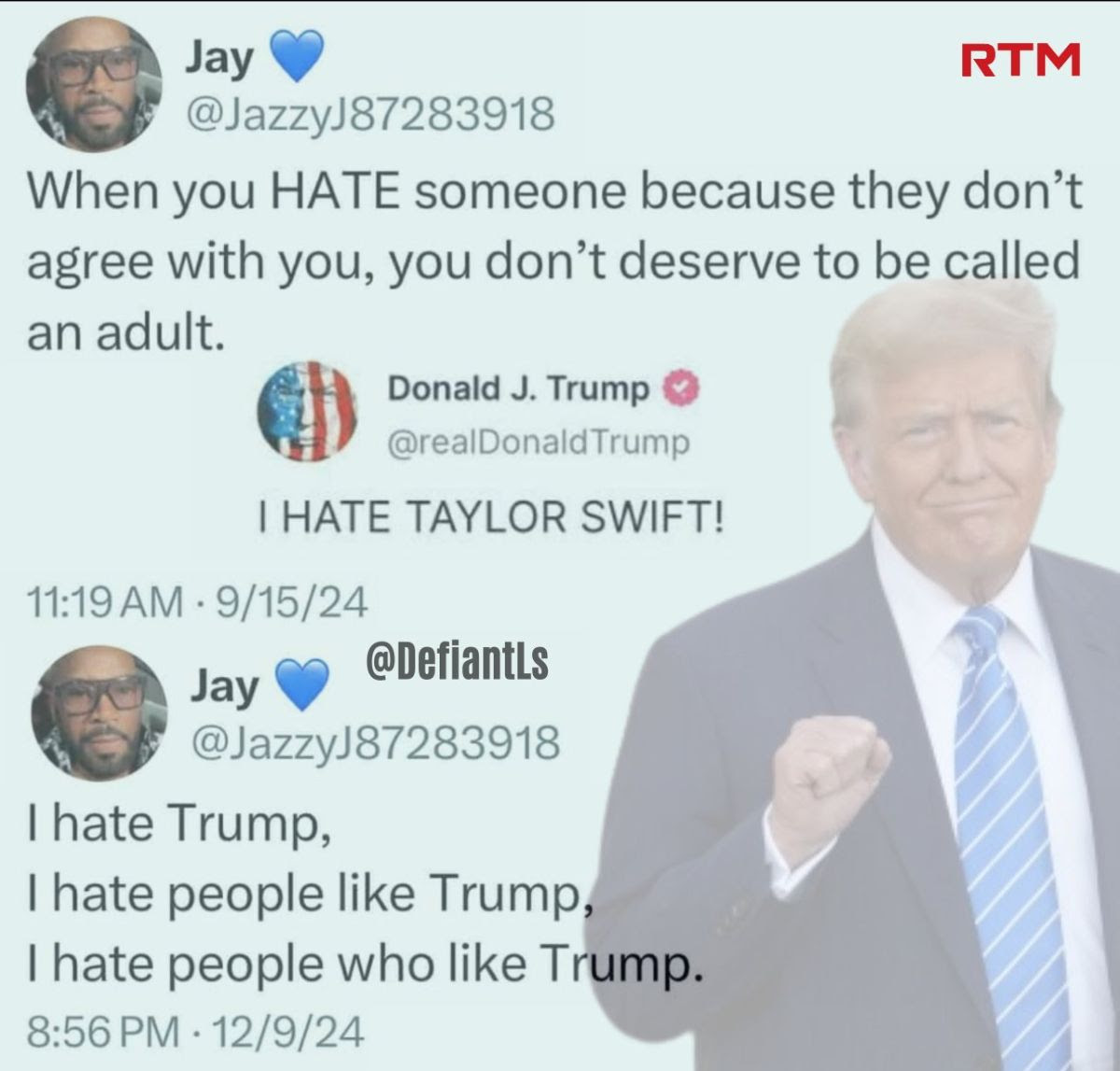 Hypocrite Jay for bemoaning hate then becoming hateful.