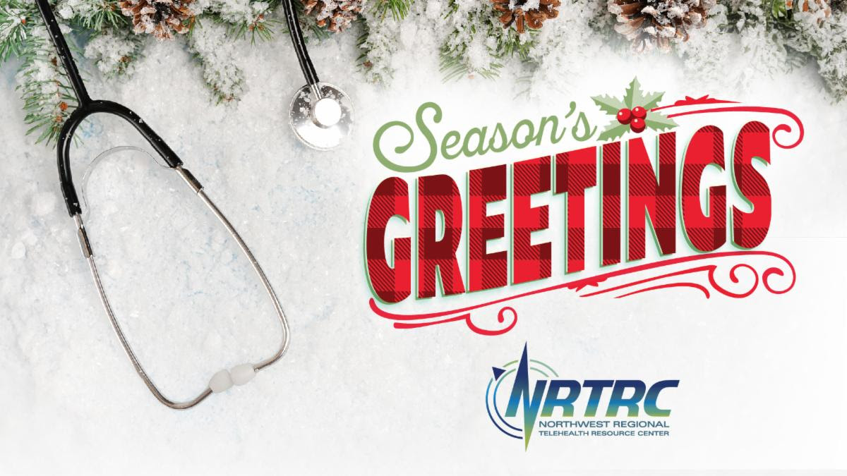 Season's Greetings from NRTRC. Image has snow and a stethoscope.