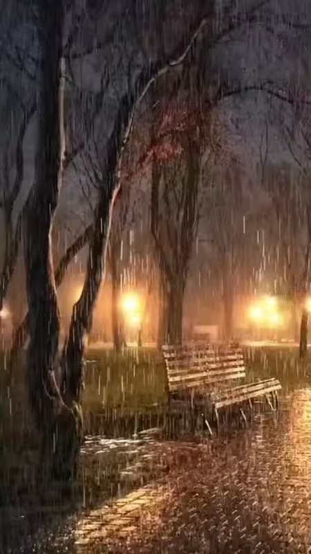 Rain-golden-at-night