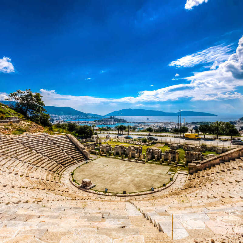 Ancient Greek Theater At Halicarnassus, Near Bodrum, Turkiye, Western Asia