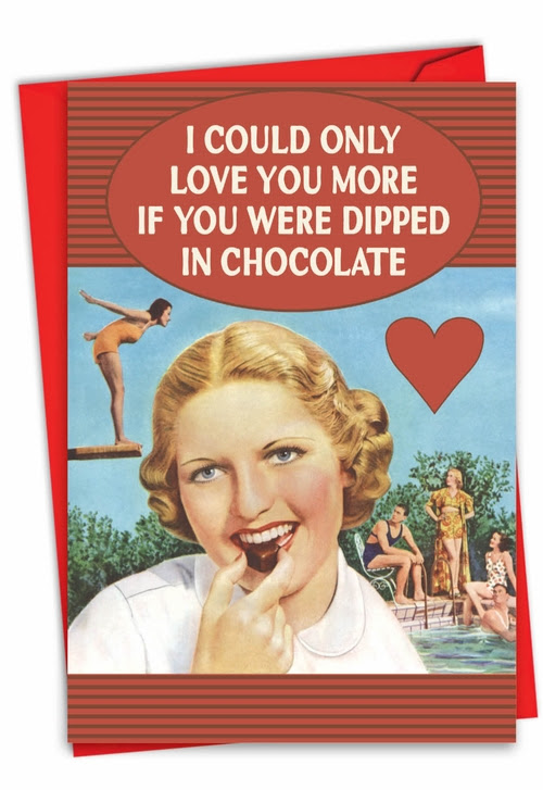 Hilarious Valentine's Day Printed Greeting Card by Ephemera from NobleWorksCards.com - Dipped in Chocolate