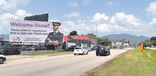 The TTALPA billboard erected on BWIA Boulevard near Piarco International Airport. PHOTO BY KEJAN HAYNES