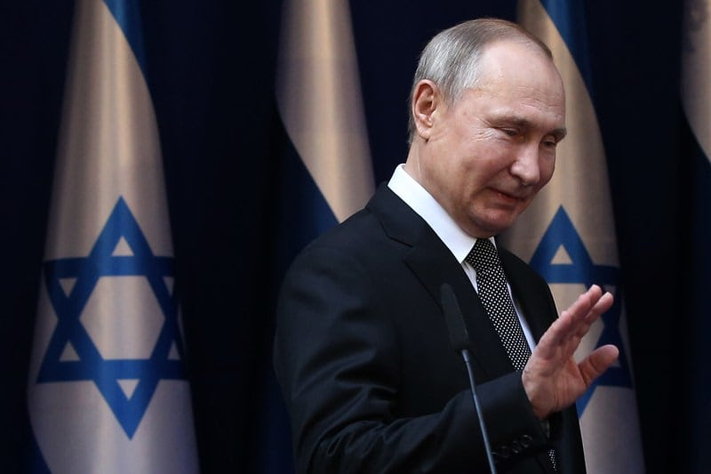 Russian President Vladimir Putin attends a meeting with Israeli Prime Minister Benjamin Netanyahu (not pictured) in Jerusalem.