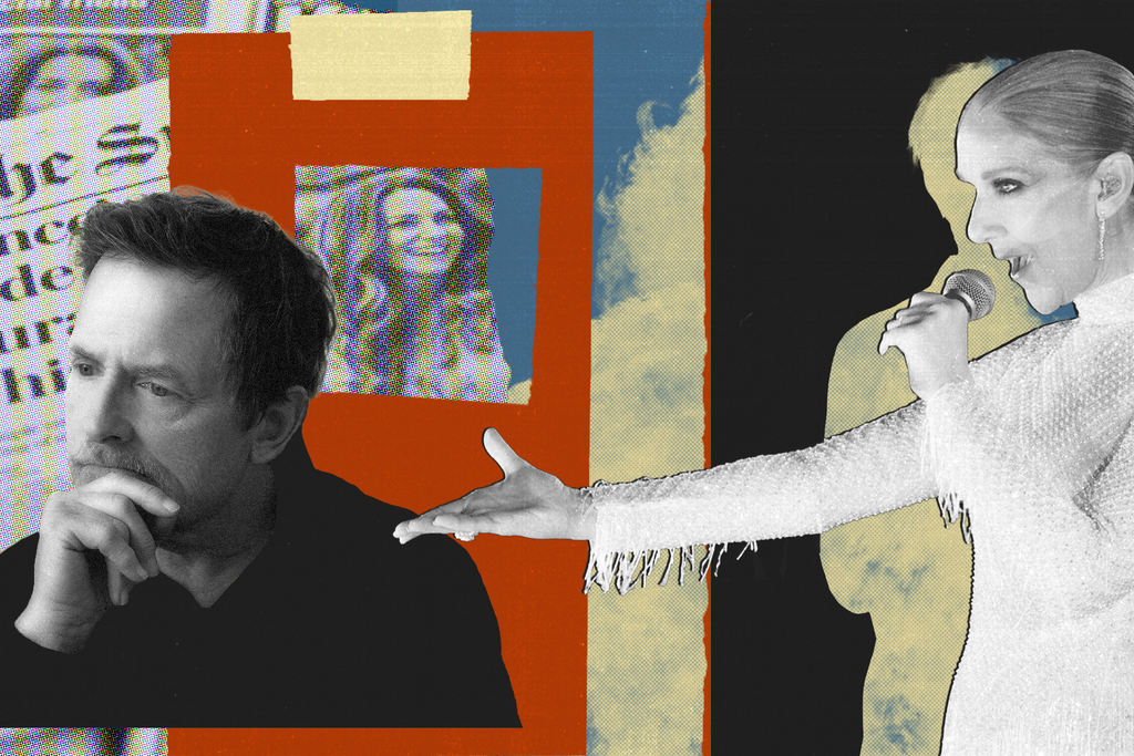 A photo illustration of Michael J. Fox and Celine Dion. 