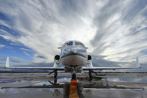  front view of a private jet