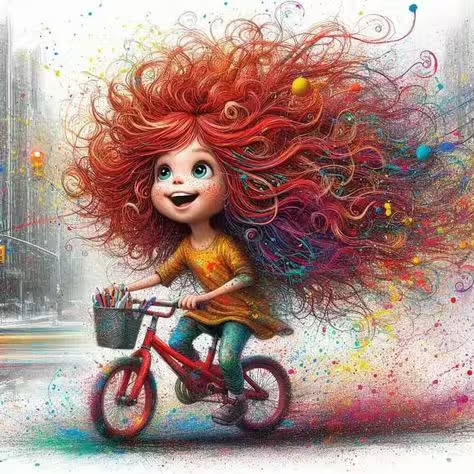 Redhead-riding-bike