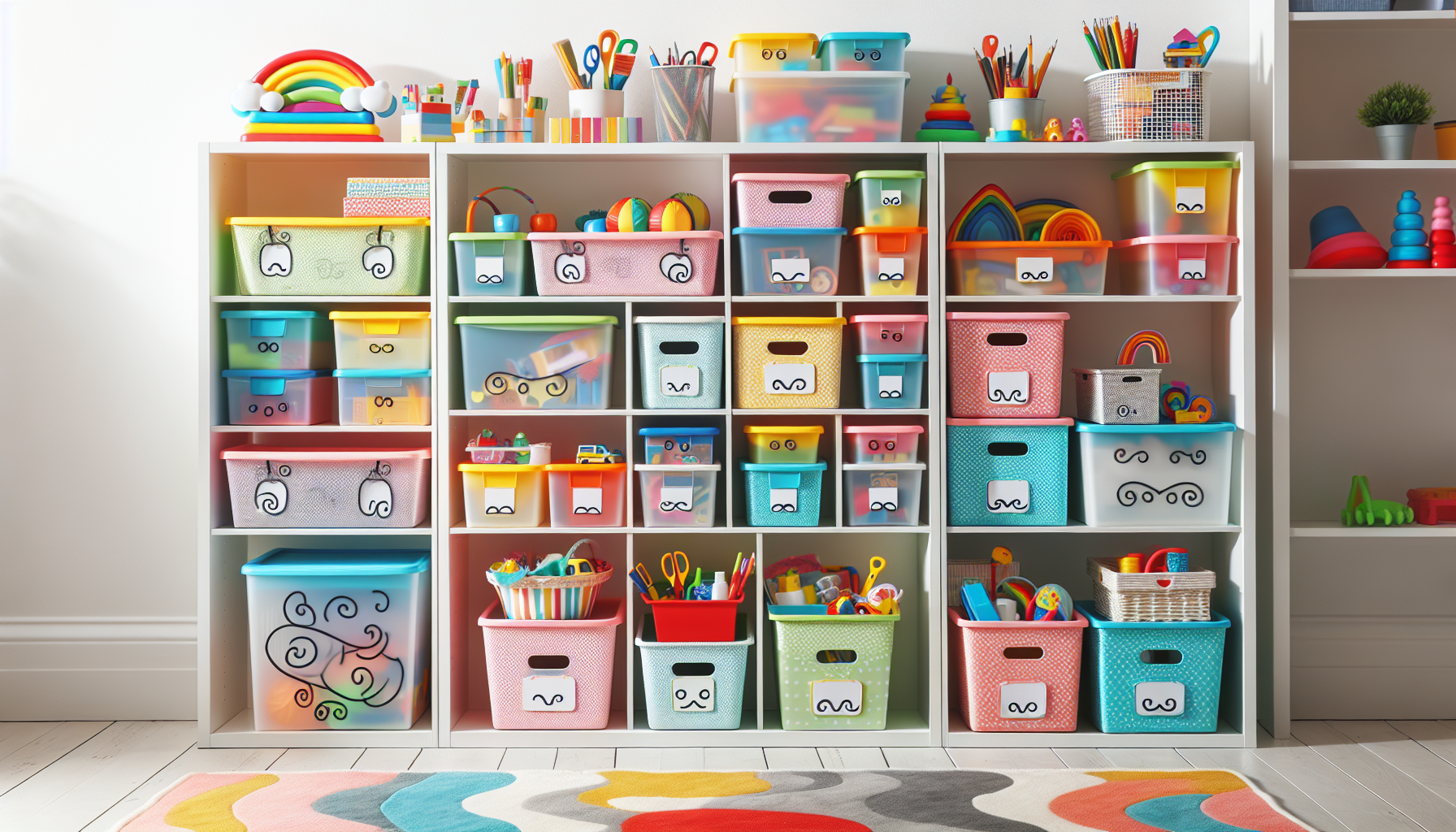 Labeled storage containers for easy organization