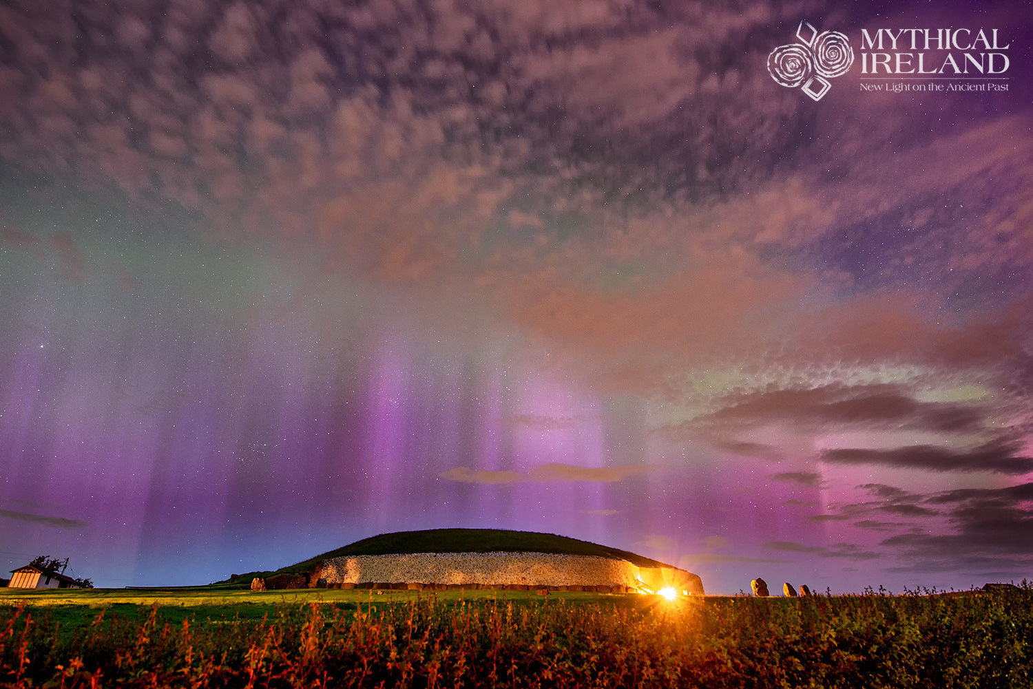 Spectacular aurora borealis over Newgrange