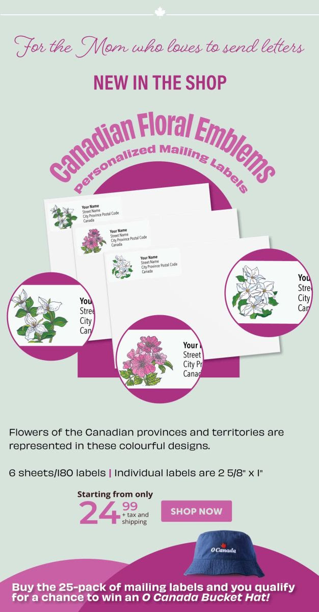 Canadian Floral Emblems Personalized Mailing Labels
