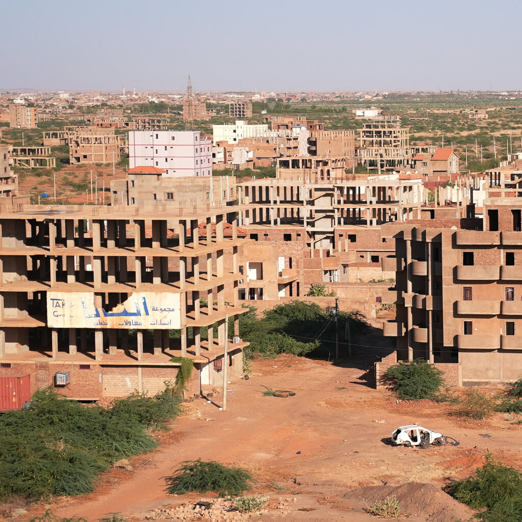 A landscape view of an empty city. 