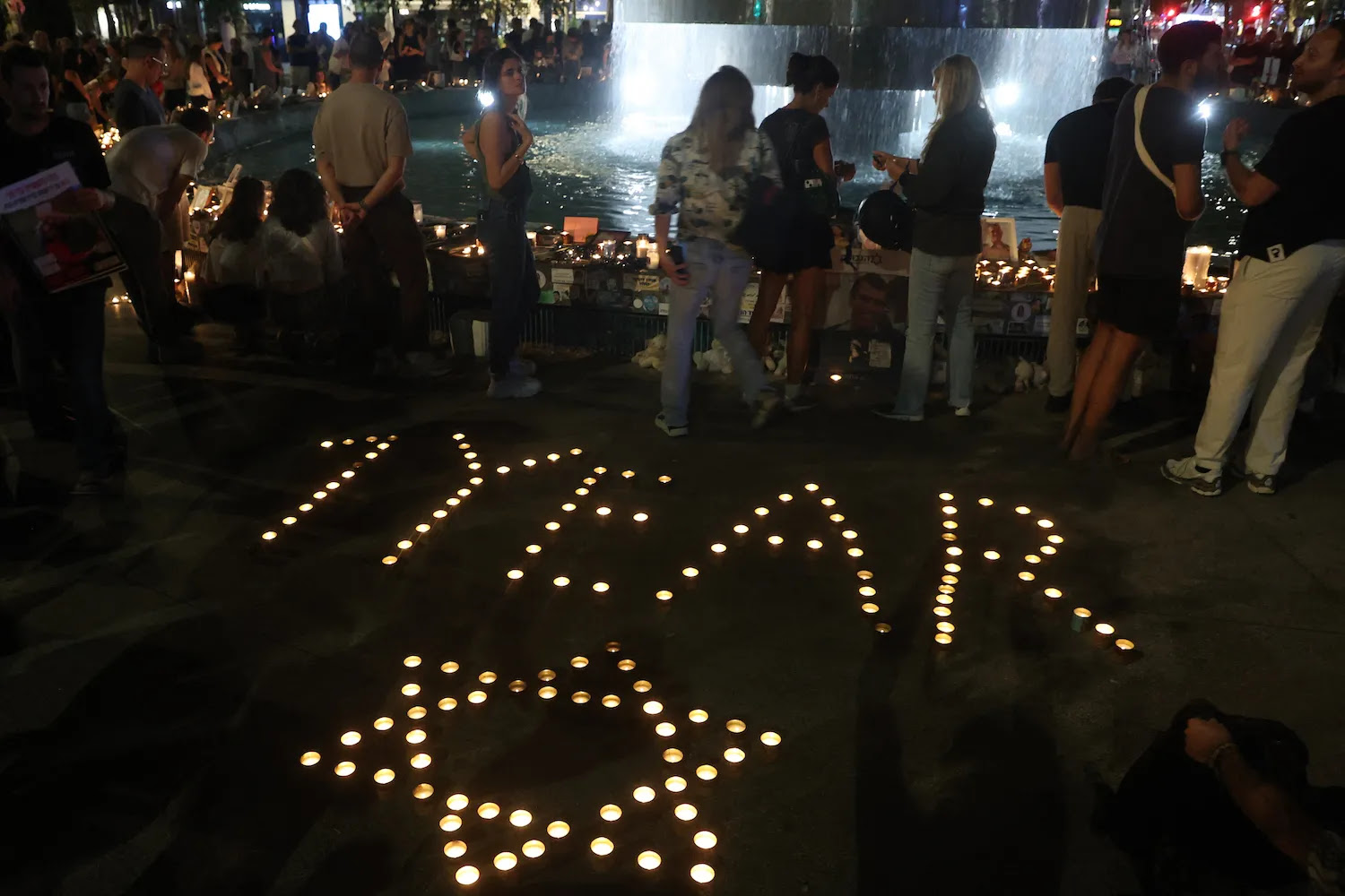 People gather to mark the first anniversary of Hamas’s Oct. 7, 2023, attack on Israel.