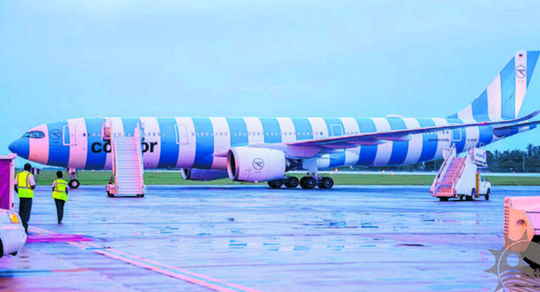  A Condor Airbus 330-900neo on the ground moments after operating the inaugural service from Frankfurt last year.PHOTO COURTESY TOBAGO TOURISM AGENCY LTD