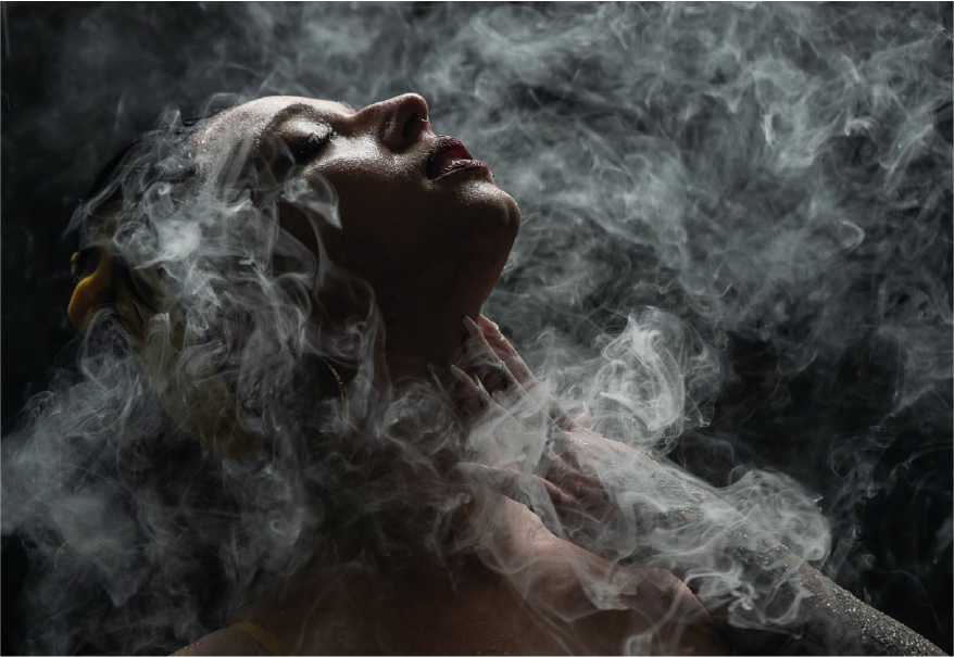 Woman in smoke