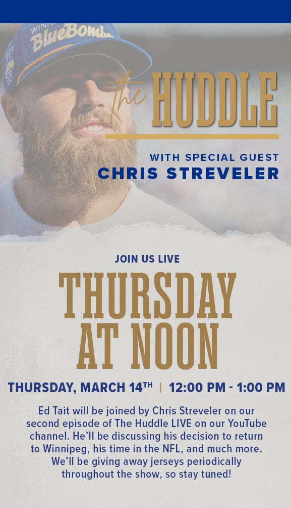 Join us Thursday at noon for the Huddle LIVE with Chris Streveler!
