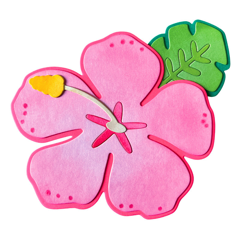 Image of Hibiscus A2 Shaped Card Fold-it Die Set