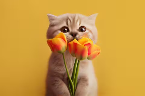 Cat-got-flowers