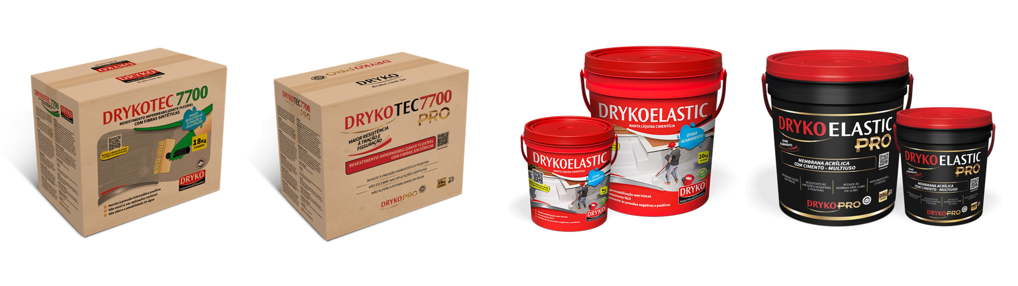 Os produtos DRYKOTEC 7700 e DRYKOELASTIC, nas versões tradicionais e PRO (linha técnica), são fáceis de aplicar e garantem o sucesso da obra | Fotos: Divulgação