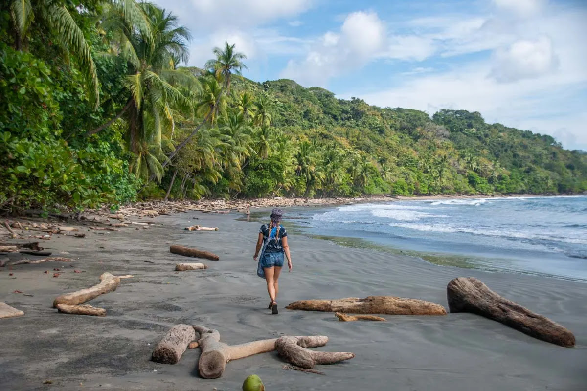 Walking along Cocalito beach in Costa Rica