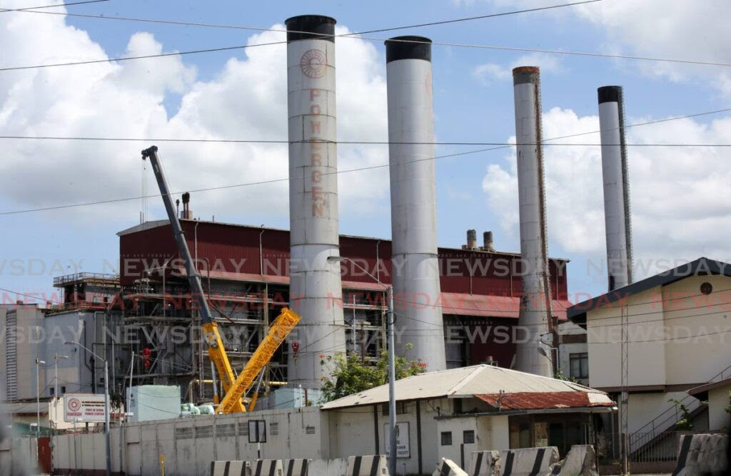 PowerGen’s four stacks before demolition at Flament Street, Port of Spain, before demolition began in 2016. - FILE PHOTO