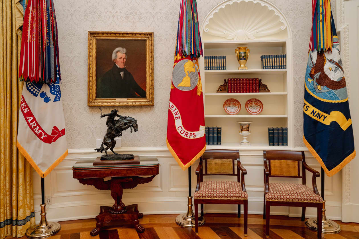 A portrait of Andrew Jackson in the Oval Office on Monday.