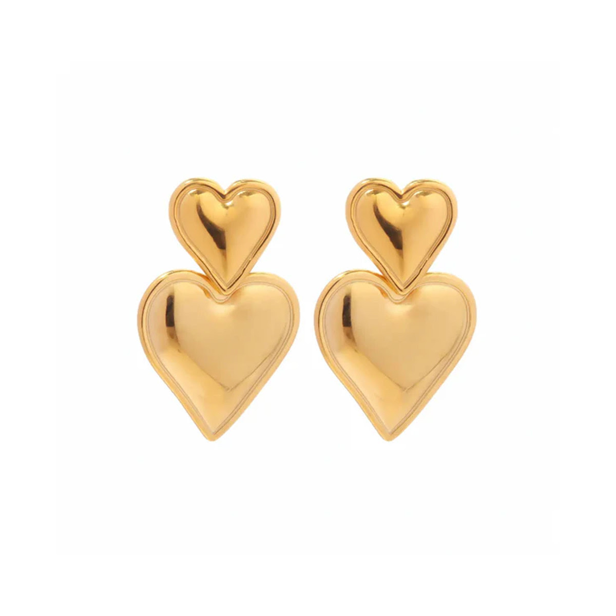 Image of Gold Drop Down Heart Earrings