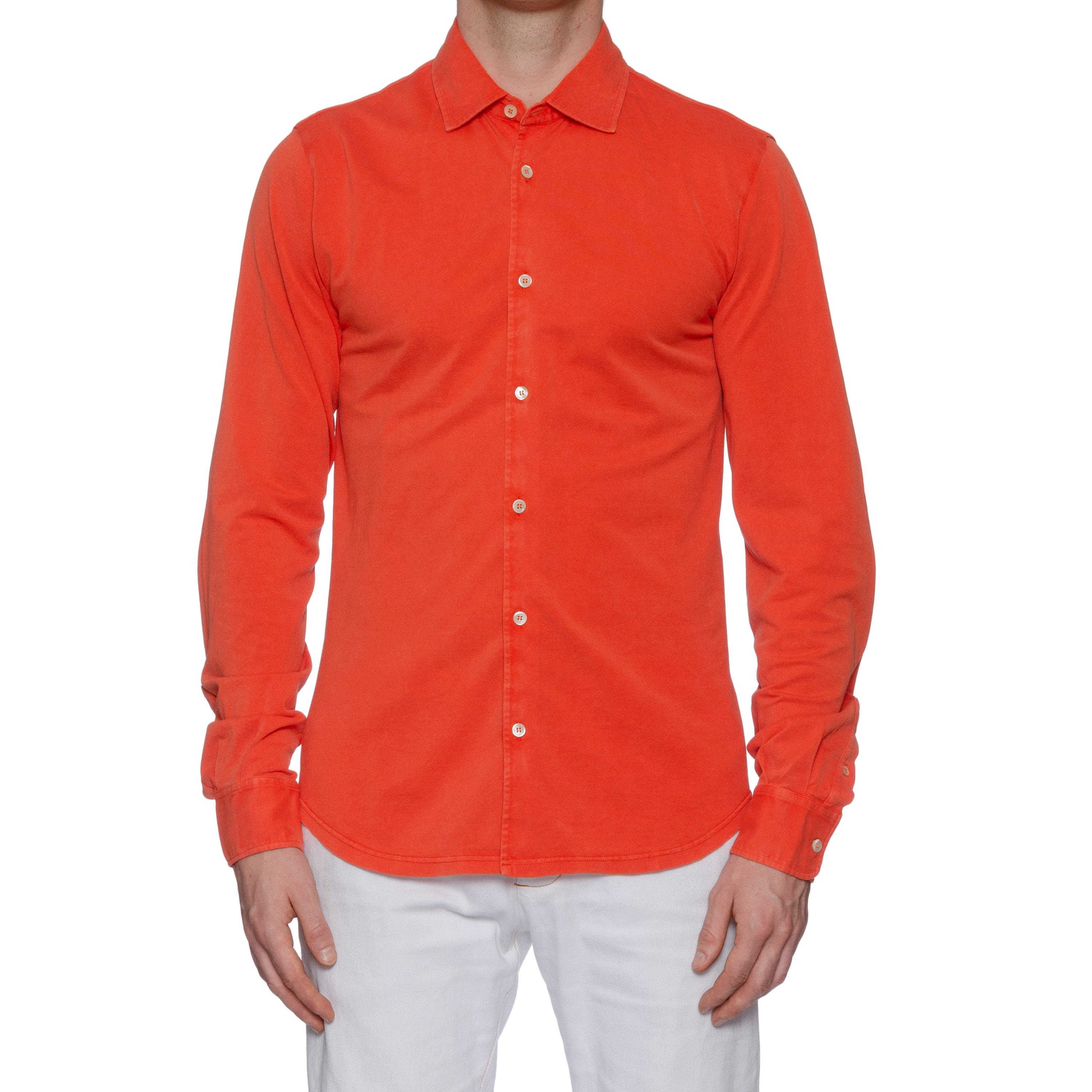 Image of FEDELI Cotton Pique Frosted Long Sleeve Polo