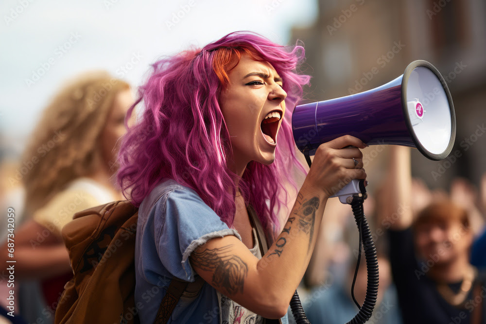 Screaming protestor.