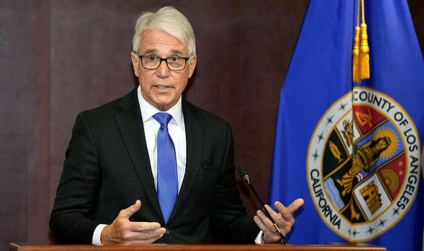 Los Angeles County District Attorney George Gascon speaks during a news conference Feb. 22, 2023, in Los Angeles. (AP Photo/Mark J. Terrill, File)