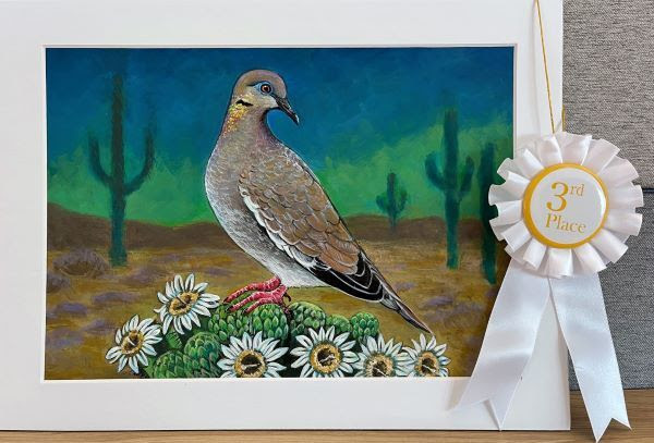 Painting of dove on cactus