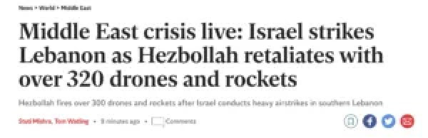 Le titre de The Independent sur l'attaque du Hezbollah et les frappes préventives d'Israël le 25 août