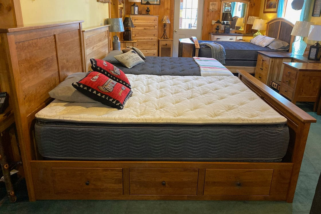 Beautiful all wood bedframes and comfortable mattresses