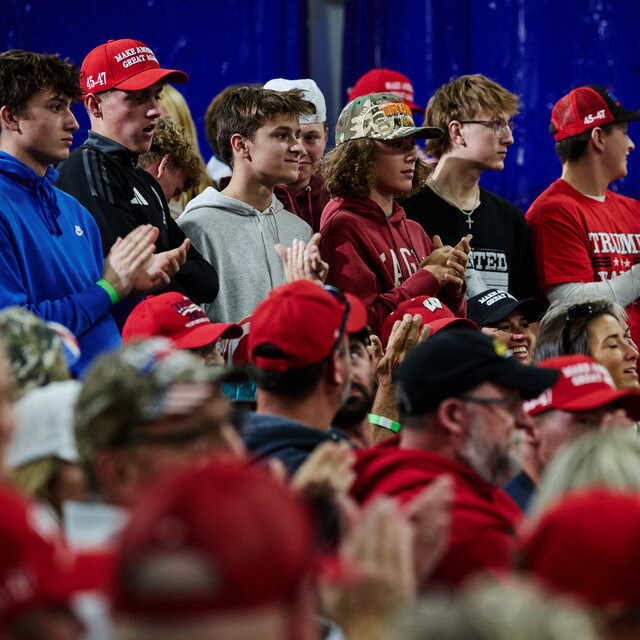 A picture of young Trump supporters at a campaign event in Waunakee, Wis.