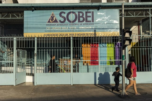 Fachada do (CEI) Centro de Educação Infantil no Jardim Bela Vista, em Cidade Dutra, zona sul de São Paulo