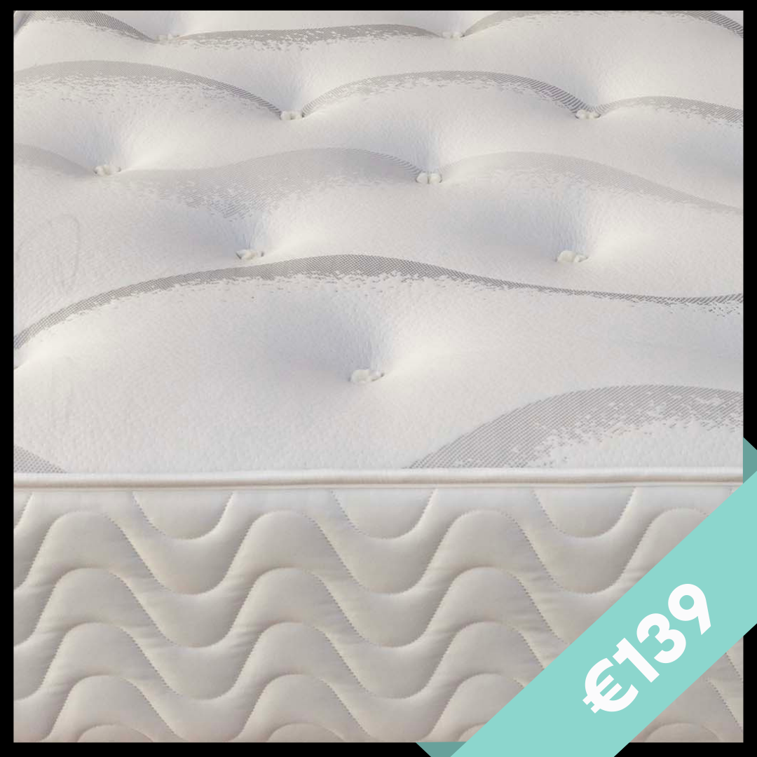 DFI Eclipse Mattress: Square image with mattress detail and €139 price tag