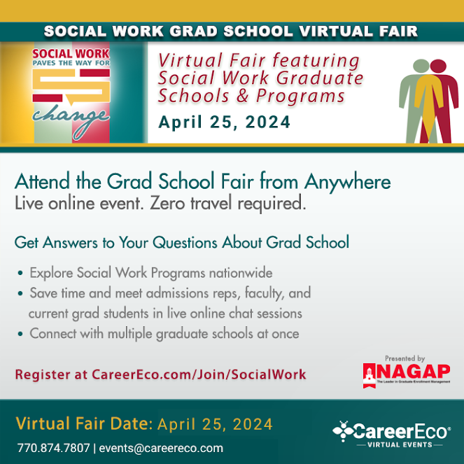 Social Work Grad School Virtual Fair  - April 25, 2024