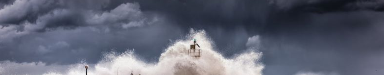 Decorative banner showing a storm.