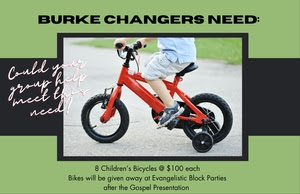 Burke Changer Bikes Needed