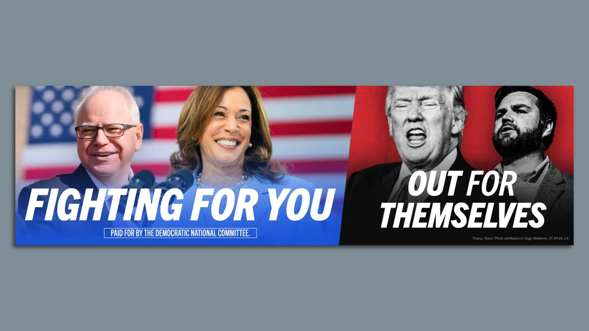 The billboards will feature an image of Harris and Walz that says, 