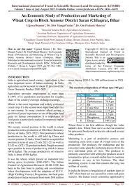 An Economic Study of Production and Marketing of Wheat Crop in Block Amnour District Saran Chhapra, Bihar | PDF