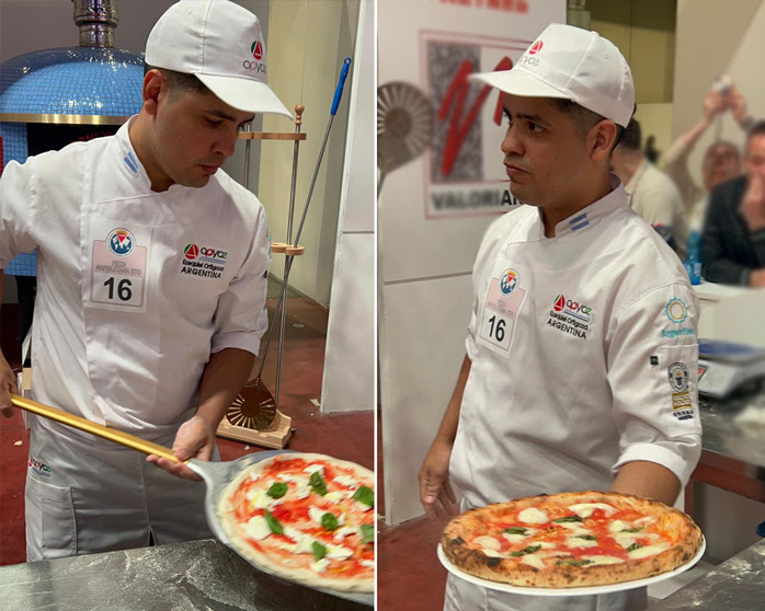 Ezequiel Ortigoza y su pizza ganadora