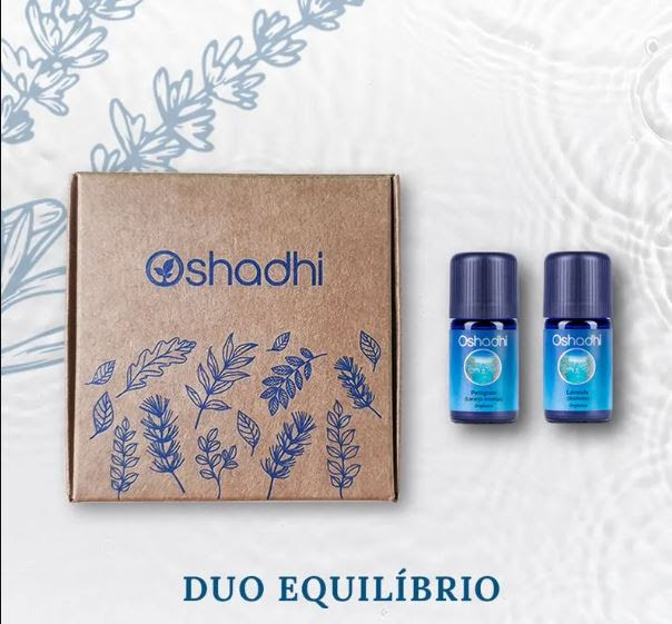 Duo EquilíbrioÓleo Essencial de Lavanda Maillette Orgânico 5mL e Óleo Essencial de Petitgrain Laranja Amarga Orgânico 5mL. Preço loja Oshadhi: R$ 119,90