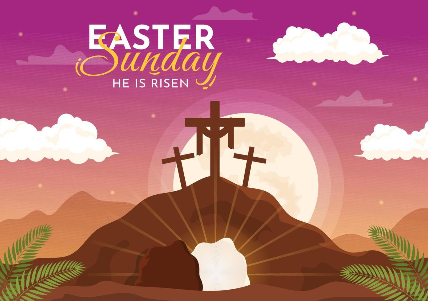 Happy Easter Sunday Day Illustration with Jesus, He is Risen and Celebration of Resurrection for Web Banner or Landing Page in Hand Drawn Templates 19900260 Vector Art at Vecteezy