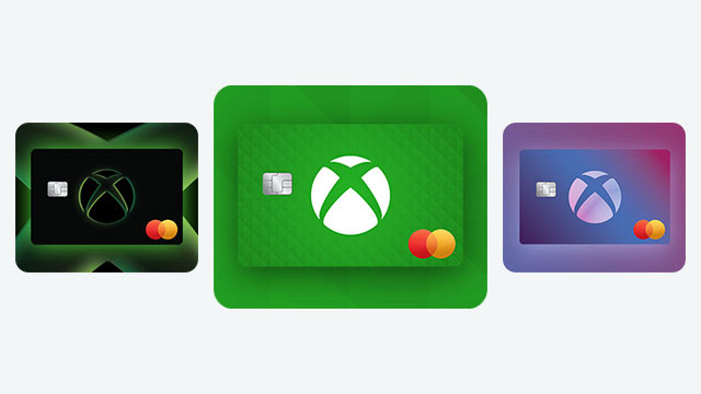 Three differently designed Xbox Mastercards.