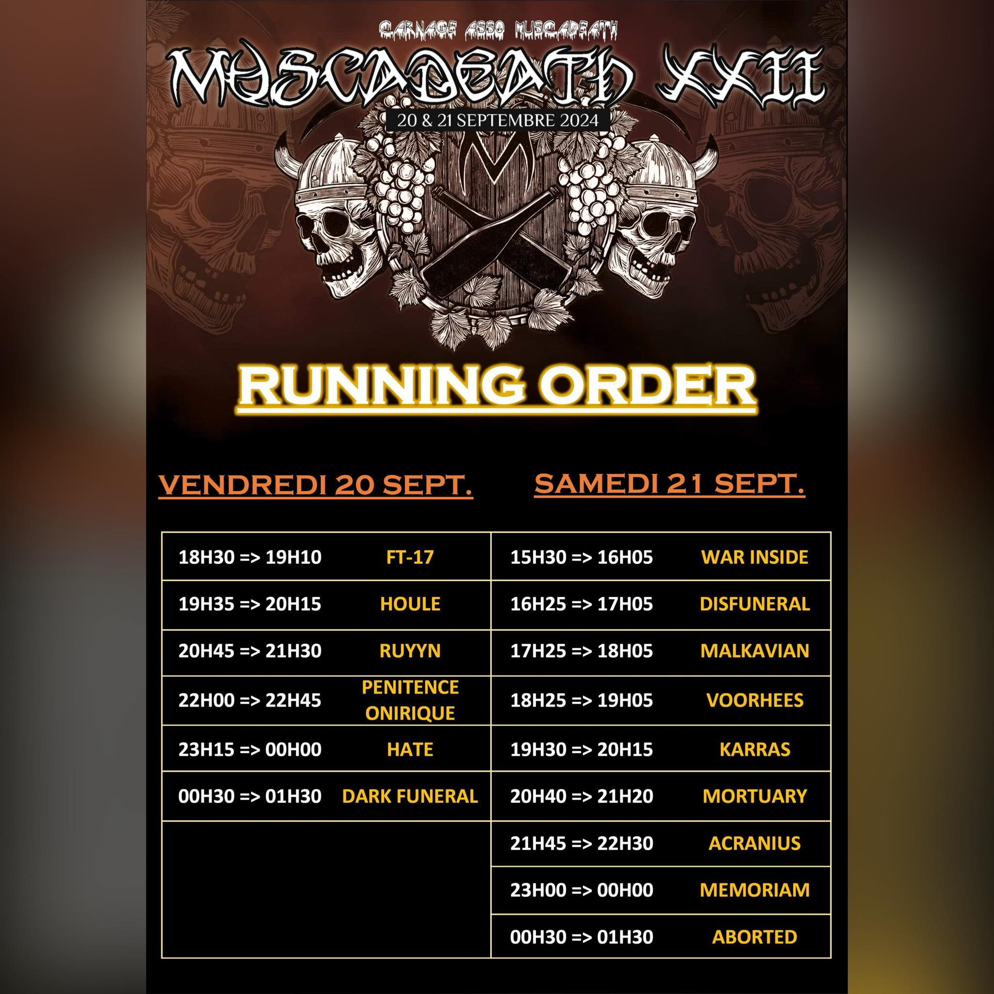 Running order Muscadeath