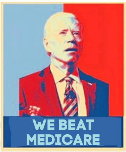 Post of Biden which says "We Beat Medicare."