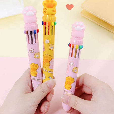 Cat Paw 10-Color Retractable Pen