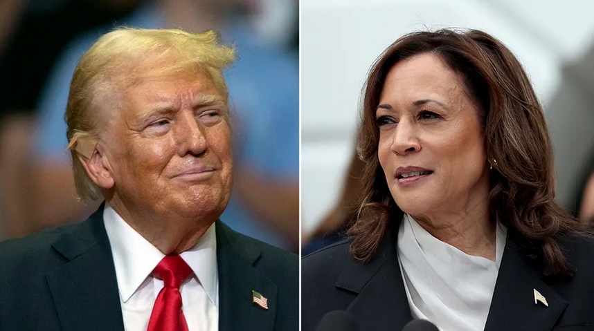 Photo of Donald Trump and Kamala Harris.