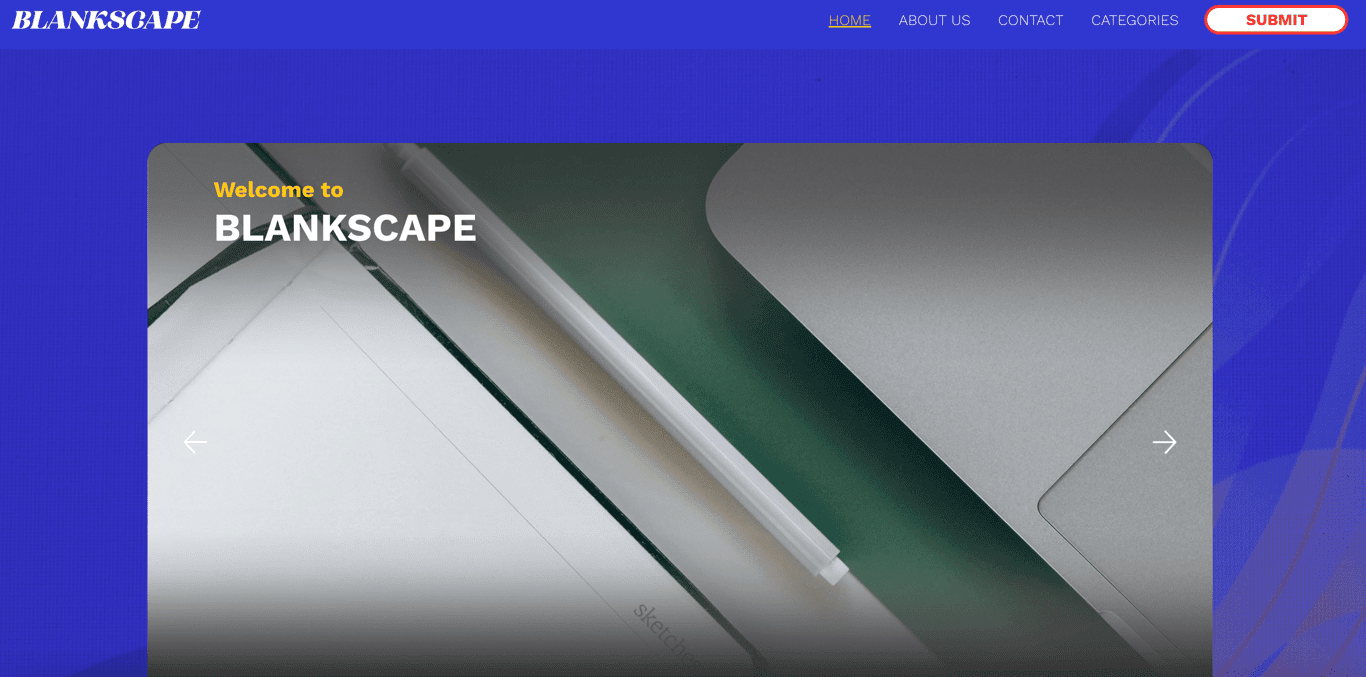 The Blankscape home page where selected works are featured.